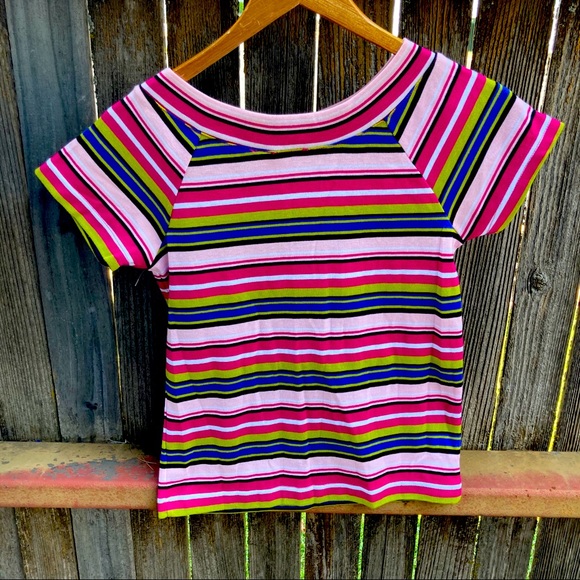 3/$20 Fiorlini International striped retro top S - Picture 1 of 5